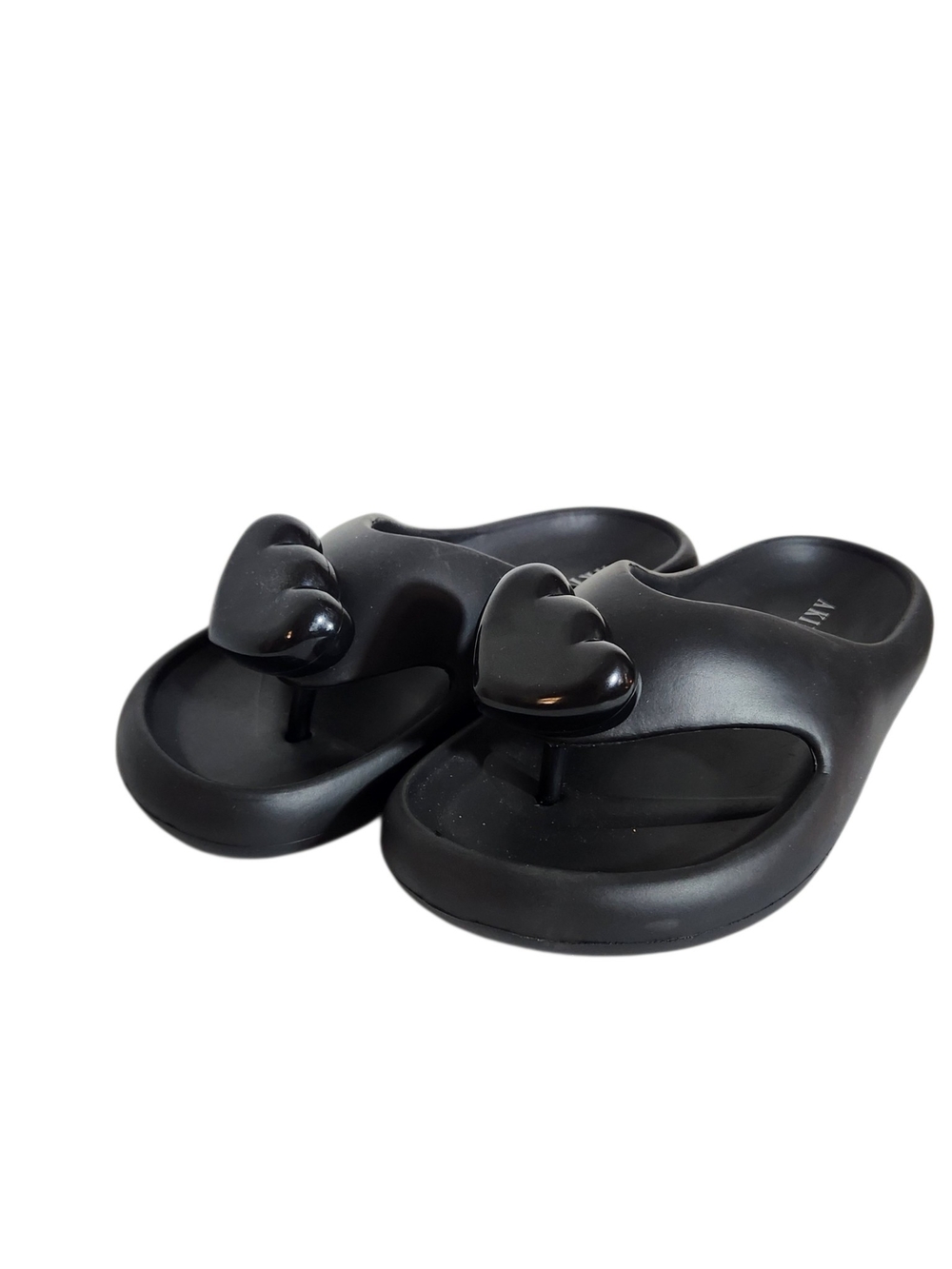 Akira Black Puffy Heart Molded Slide Flip Flop Sandals Size 38/39 US 8